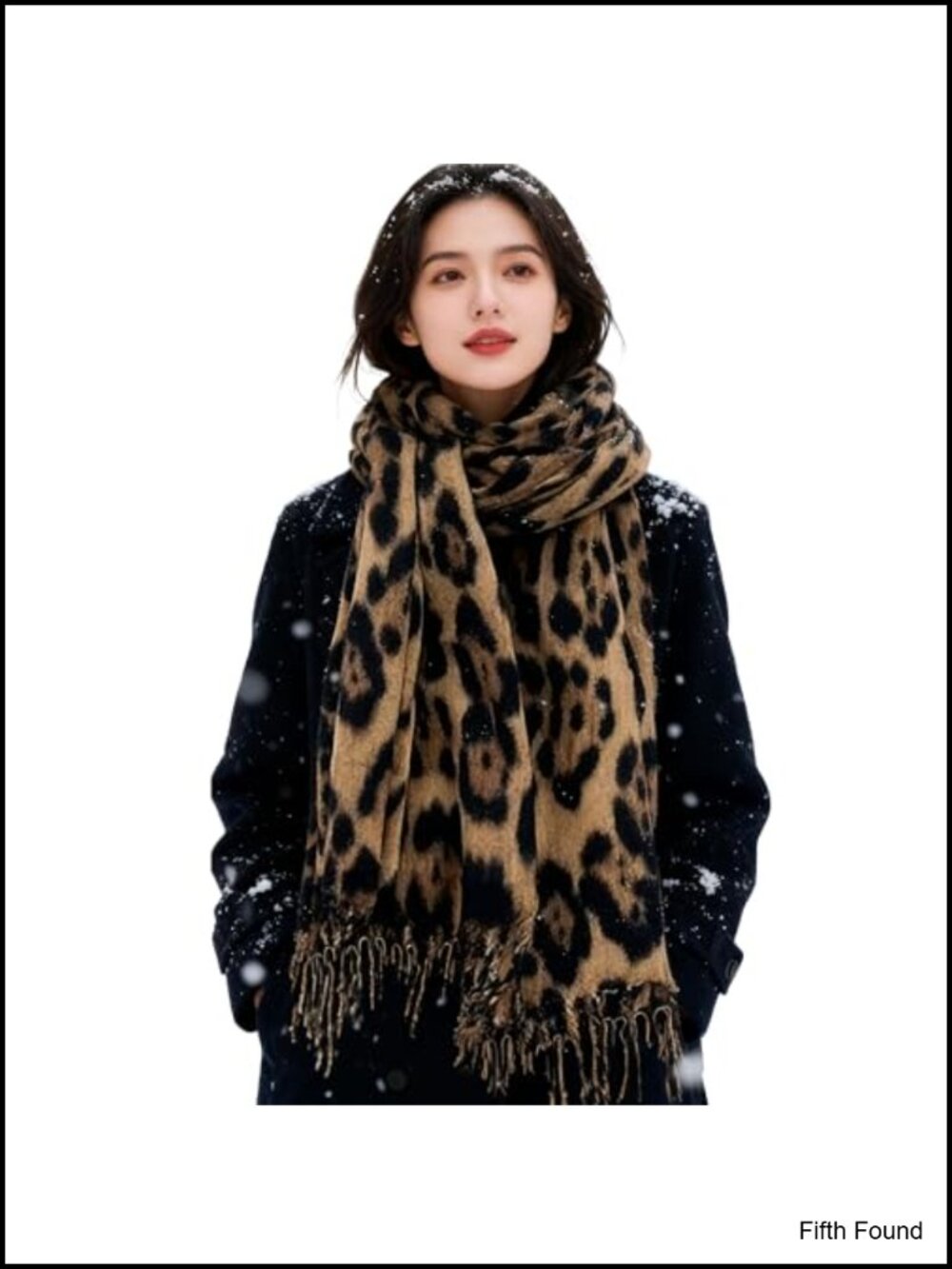 Oversized Leopard Print Tassel Scarf Shawl Wrap for Cold Weather